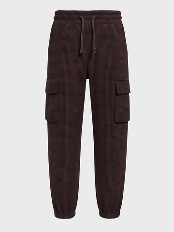 Men's Brown Loose Fit Solid Utility Joggers