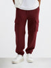 Men's Maroon Loose Fit Solid Utility Joggers
