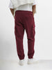 Men's Maroon Loose Fit Solid Utility Joggers