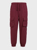 Men's Maroon Loose Fit Solid Utility Joggers