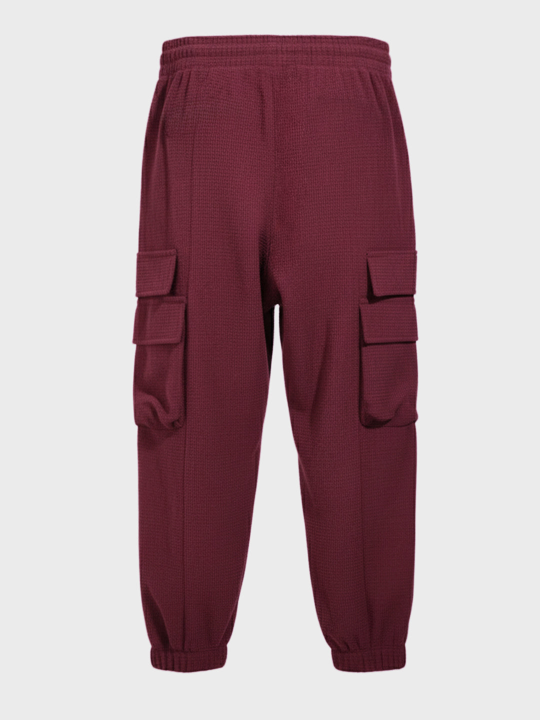 Men's Maroon Loose Fit Solid Utility Joggers