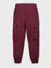 Men's Maroon Loose Fit Solid Utility Joggers