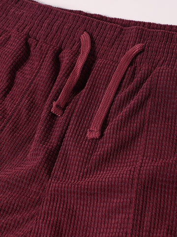 Men's Maroon Loose Fit Solid Utility Joggers