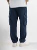 Men's Blue Loose Fit Solid Utility Joggers