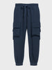 Men's Blue Loose Fit Solid Utility Joggers