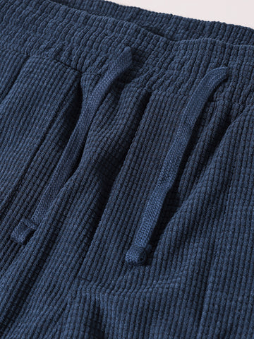 Men's Blue Loose Fit Solid Utility Joggers