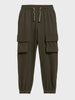 Men's Olive Loose Fit Solid Utility Joggers