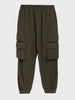 Men's Olive Loose Fit Solid Utility Joggers