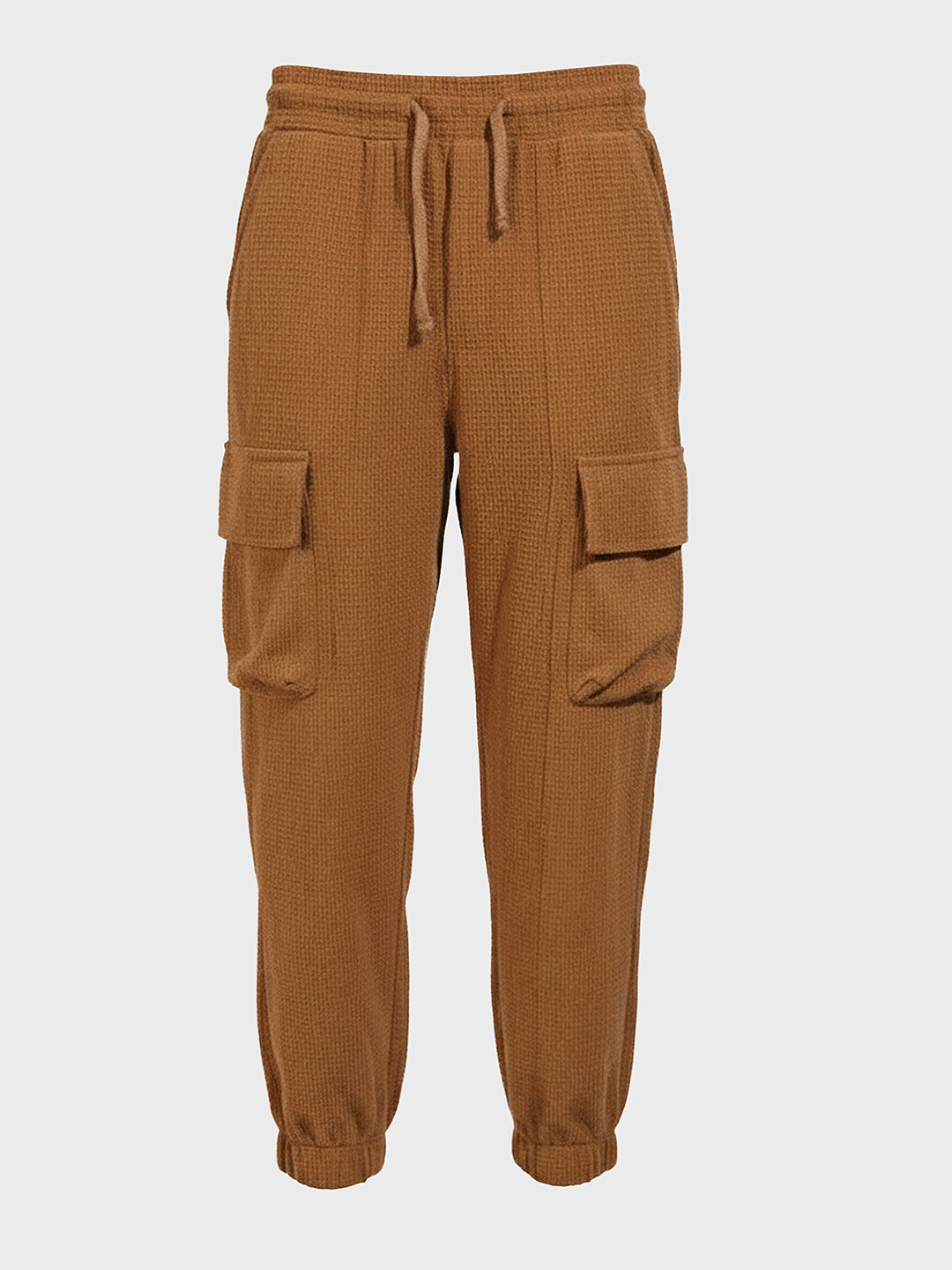 Men's Khaki Loose Fit Solid Utility Joggers