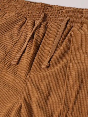 Men's Khaki Loose Fit Solid Utility Joggers