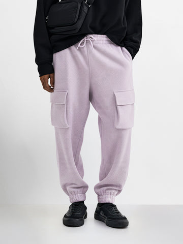 Men's Purple Loose Fit Solid Utility Joggers