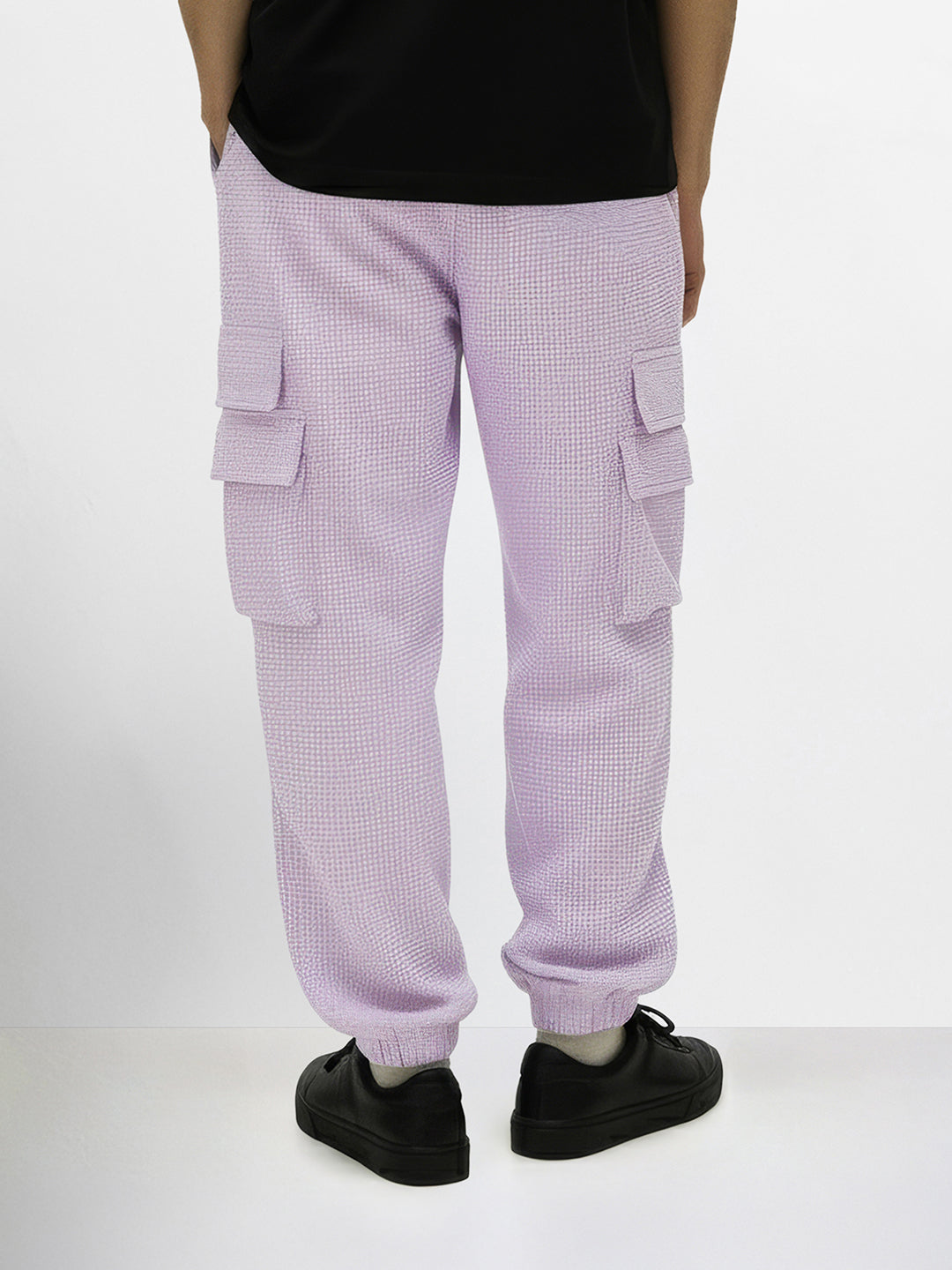 Men's Purple Loose Fit Solid Utility Joggers