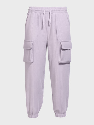 Men's Purple Loose Fit Solid Utility Joggers