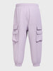 Men's Purple Loose Fit Solid Utility Joggers