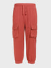 Men's Red Loose Fit Solid Utility Joggers