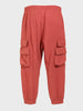 Men's Red Loose Fit Solid Utility Joggers
