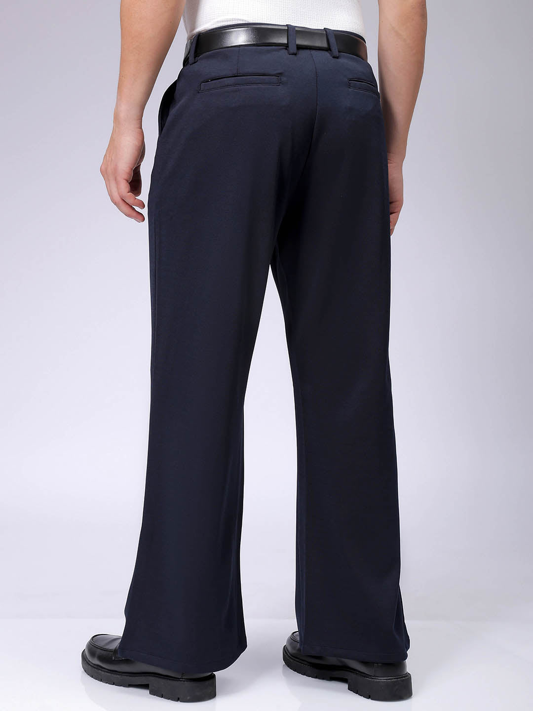 Men's Midnight Navy Bootcut Fit Solid Korean Street Trouser