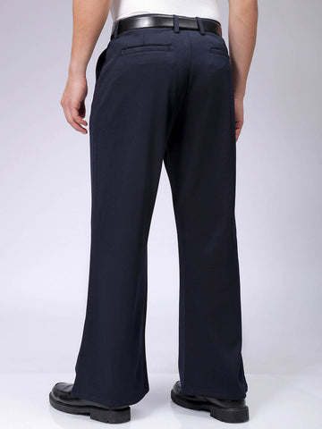 Men's Midnight Navy Bootcut Fit Solid Korean Street Trouser