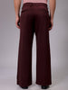 Men's Burgundy Flared Bootcut Solid Mid-Rise Stretchable Trousers