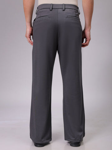 Men's Dark Grey Bootcut Fit Solid Korean Street Trouser