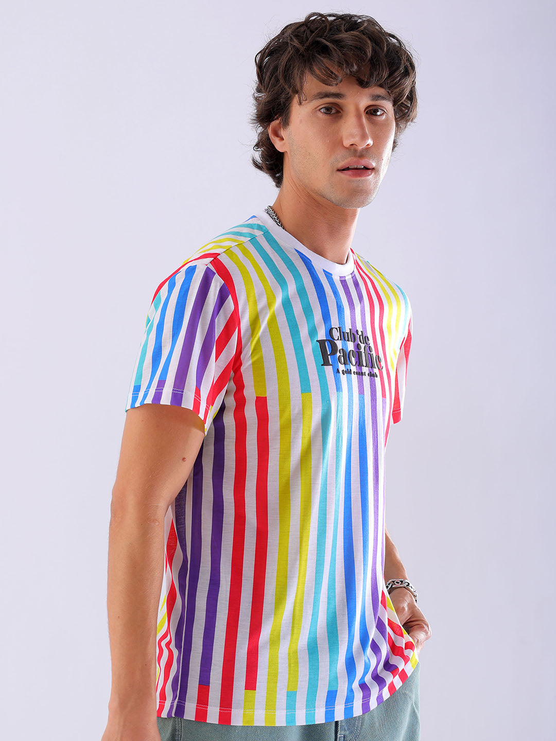 Shop Men's Striped Slim Fit T-Shirt Online.