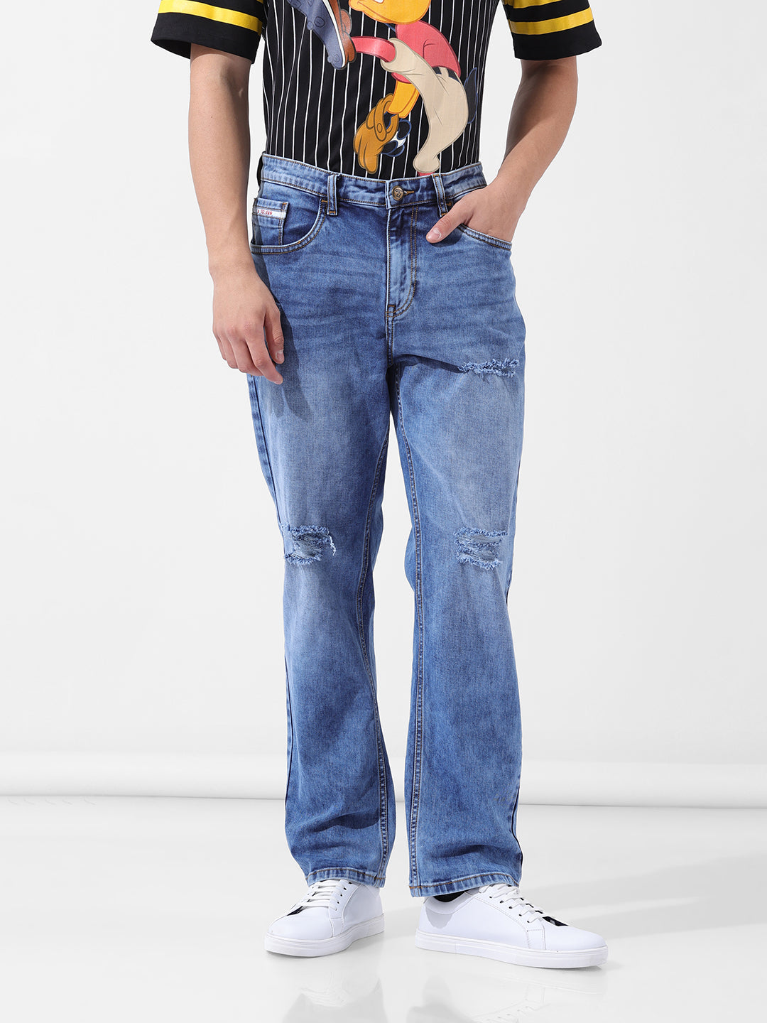 Men's Blue Regular Fit Casual Jeans