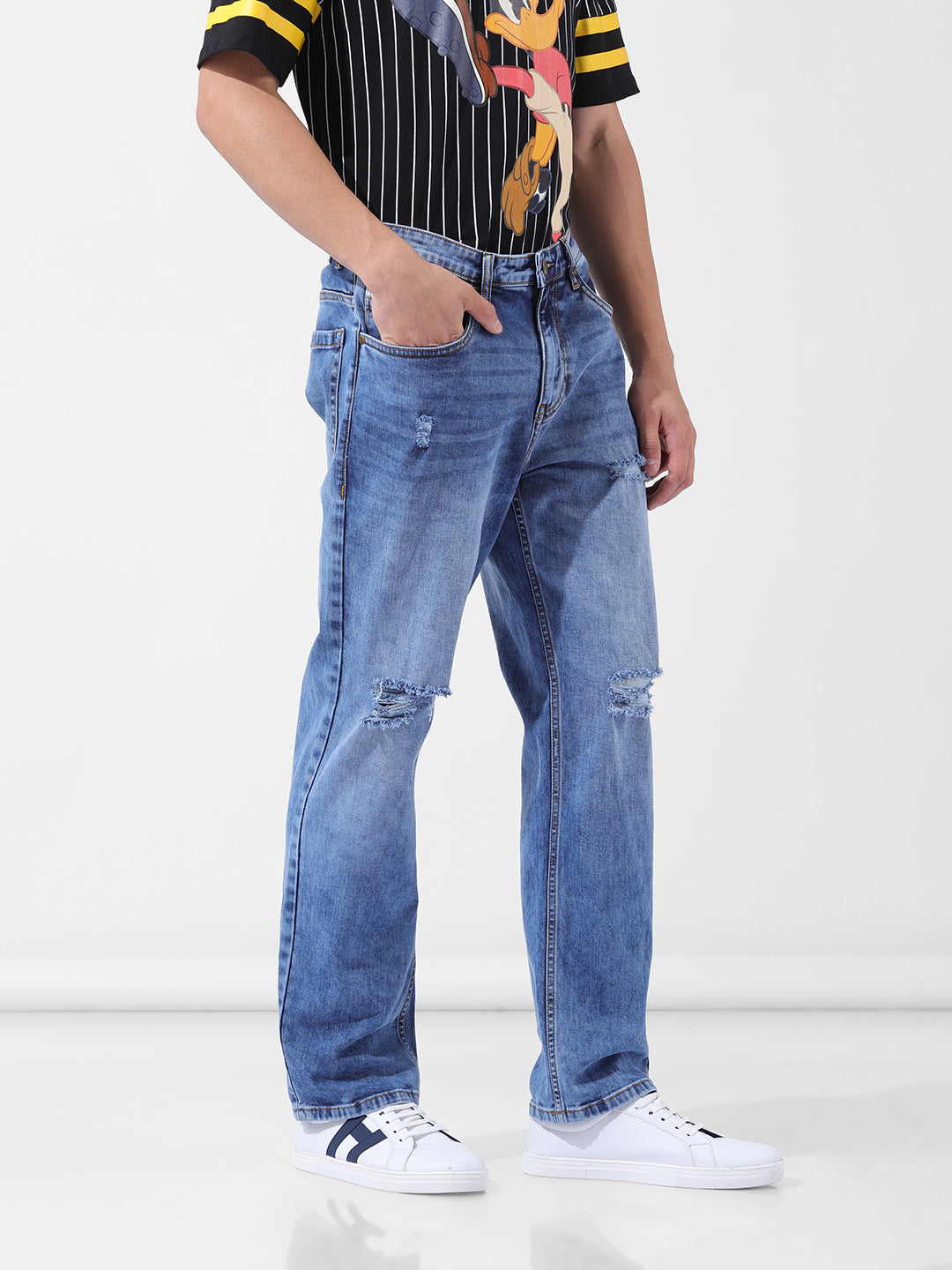 Men's Blue Regular Fit Casual Jeans