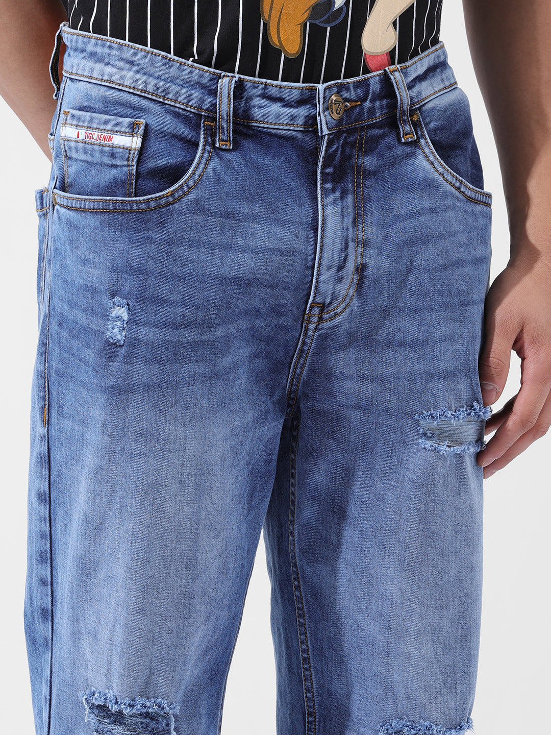 Men's Blue Regular Fit Casual Jeans
