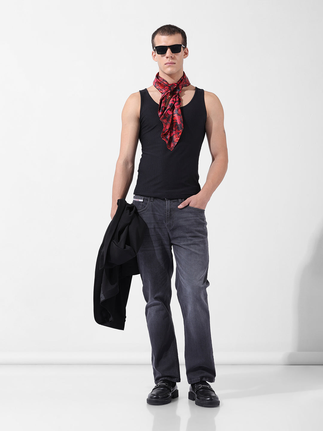 Men's Black Regular Fit Casual Jeans