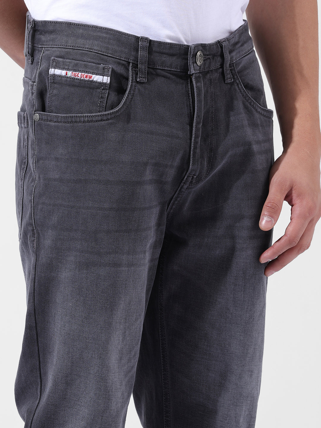 Men's Black Regular Fit Casual Jeans