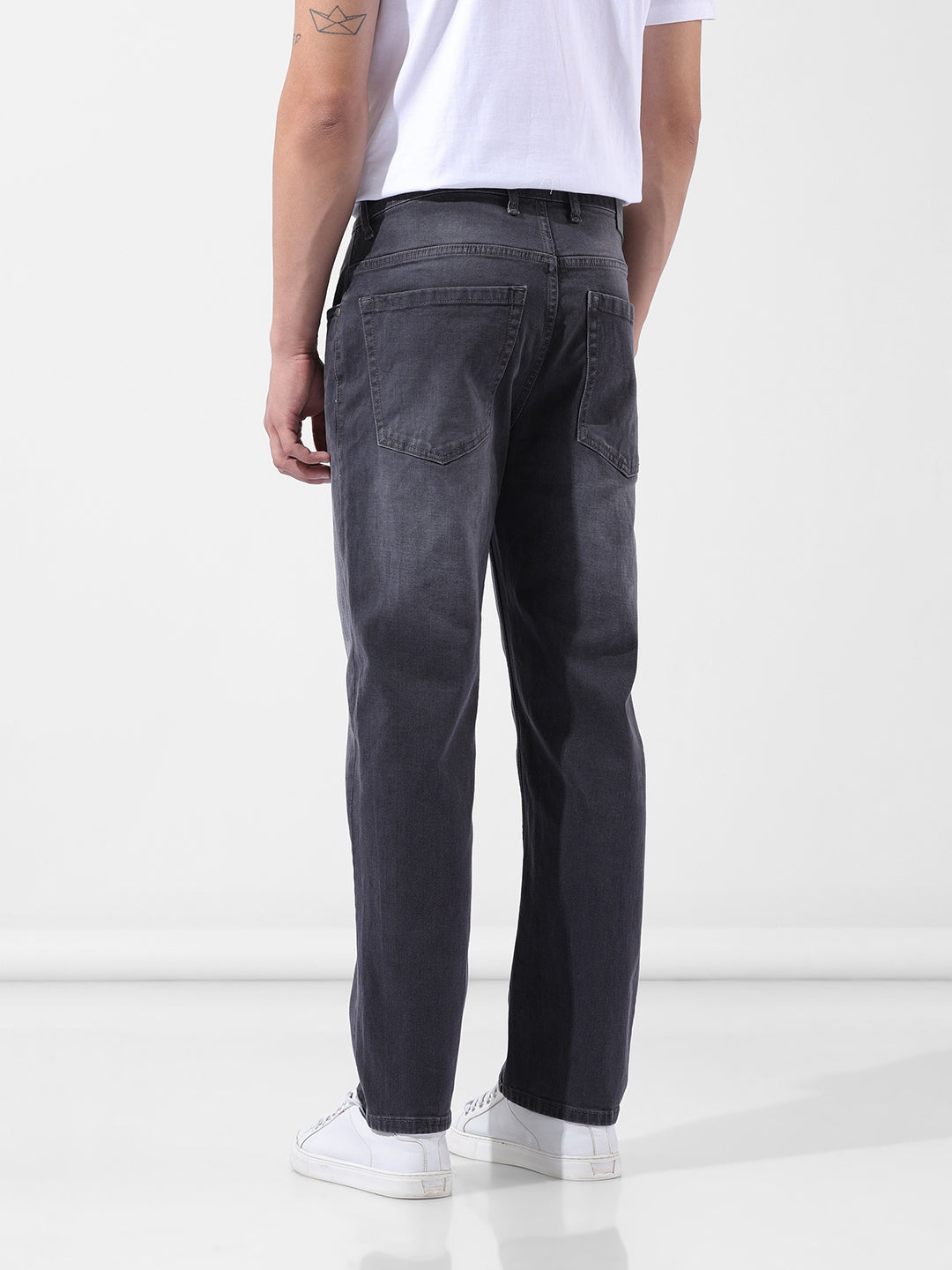 Men's Black Regular Fit Casual Jeans