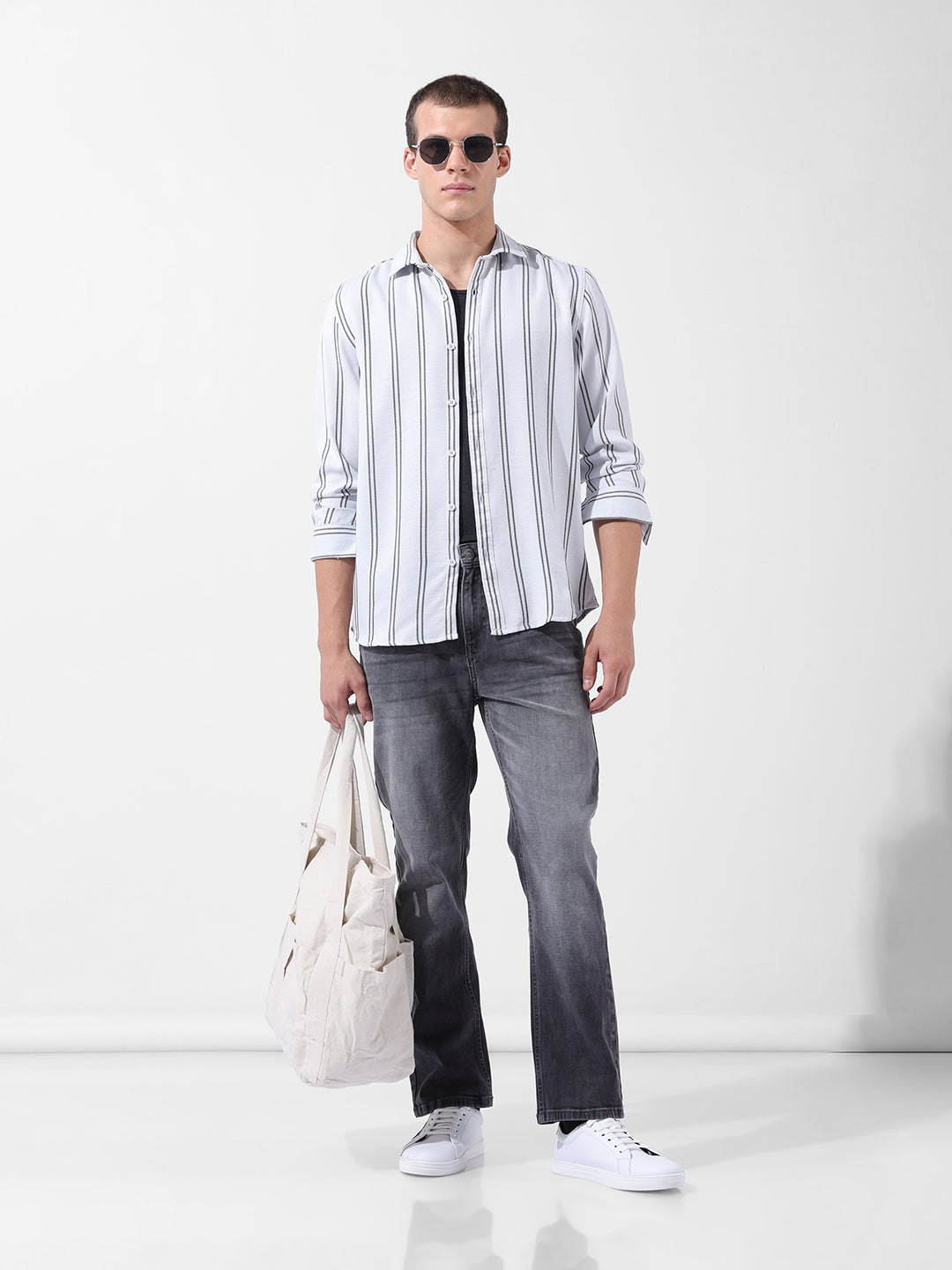 Men's Grey Regular Fit Casual Jeans