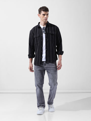 Men's Grey Regular Fit Solid Casual Jeans