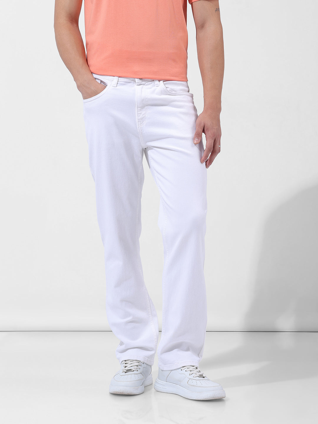 Men's Regular Fit White Jeans