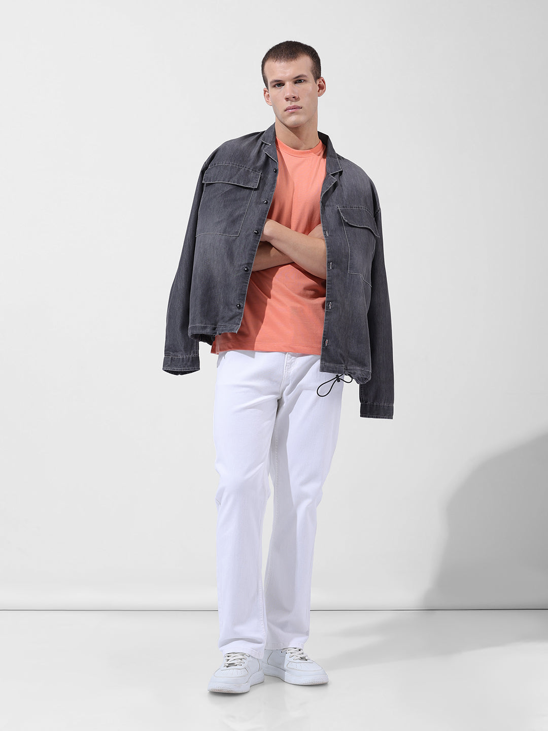 Men's White Regular Fit Casual Jeans