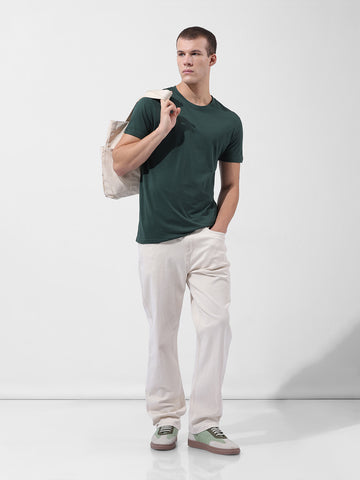 Men's Off White Regular Fit Casual Jeans