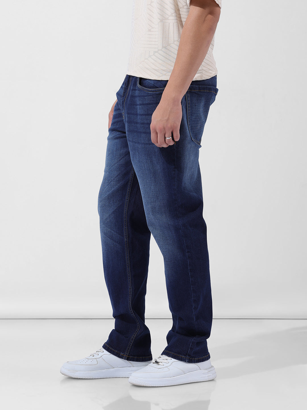 Men's Blue Regular Fit Casual Jeans