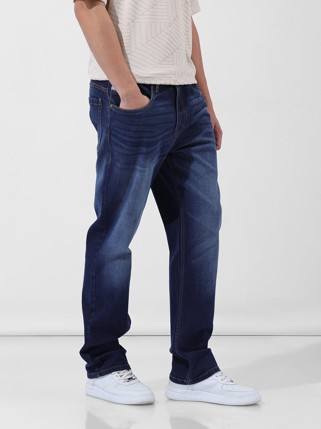 Men's Blue Regular Fit Casual Jeans