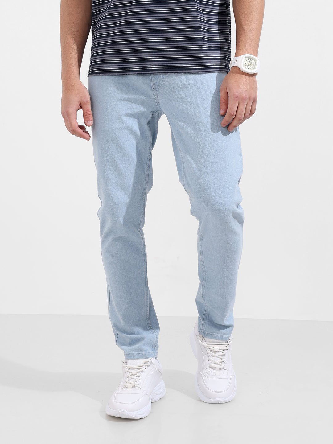 Men's Blue Slim Fit Solid Casual Jeans