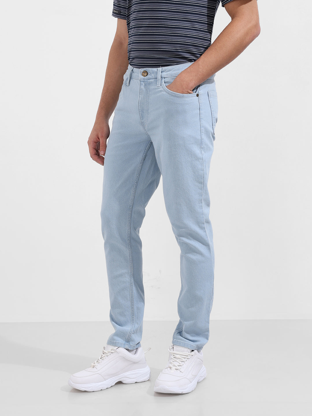 Men's Blue Slim Fit Solid Casual Jeans