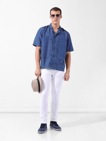 Men's White Slim Fit Casual Jeans