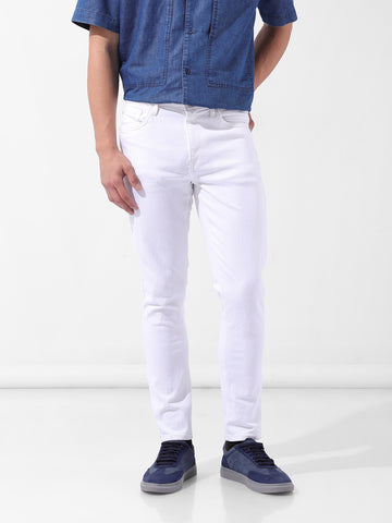 Men's White Slim Fit Casual Jeans
