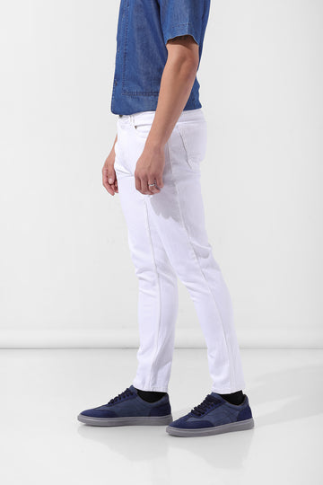 Men's White Slim Fit Casual Jeans