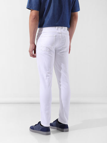 Men's White Slim Fit Casual Jeans
