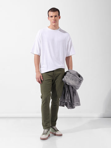 Men's Olive Slim Fit Casual Jeans