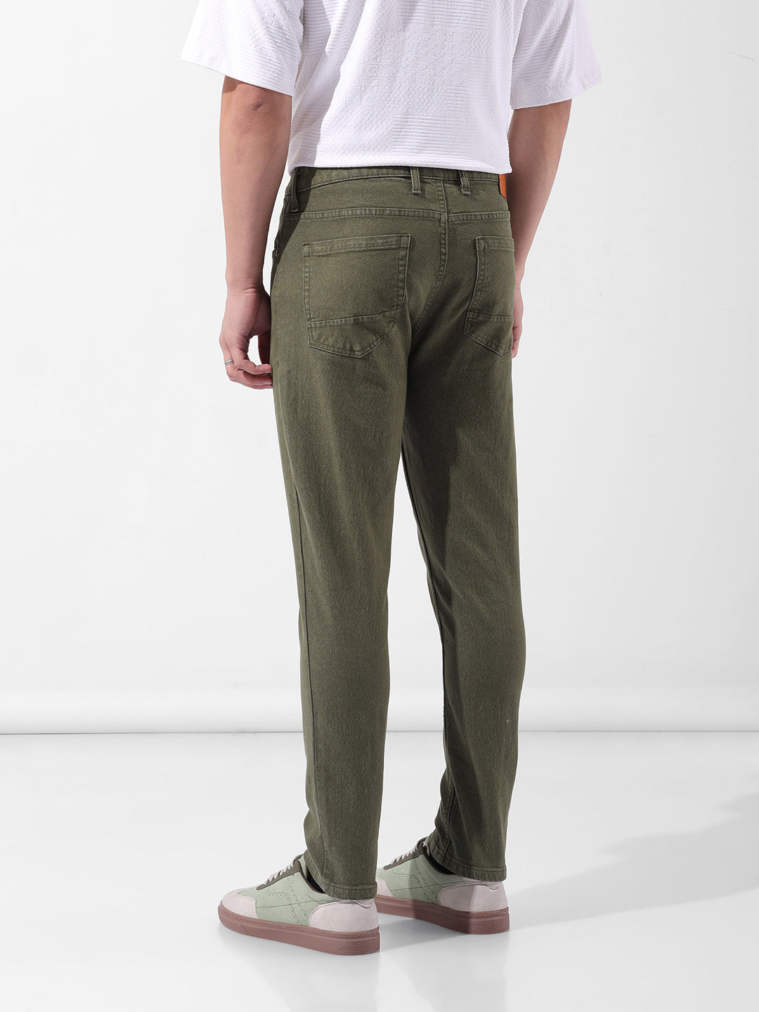 Men's Olive Slim Fit Casual Jeans