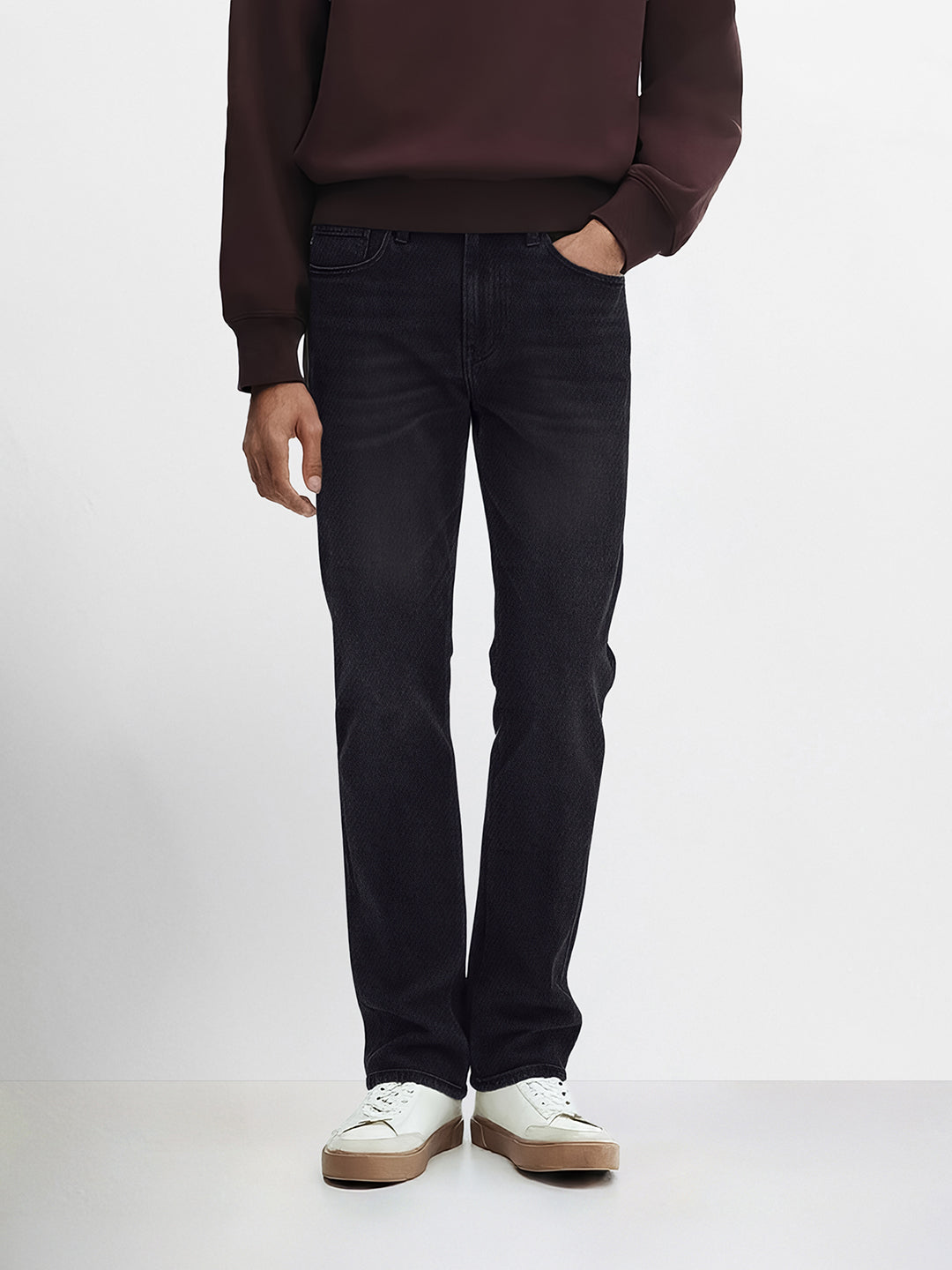 Men's Black Slim Fit Solid The Eternity Series Jeans