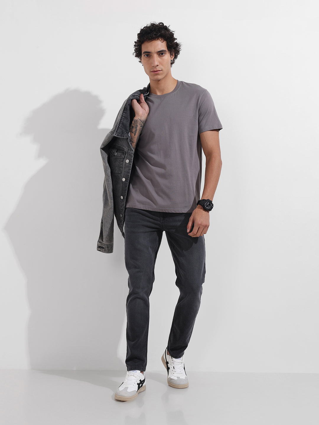 Men's Grey Slim Fit Solid The Eternity Series Jeans
