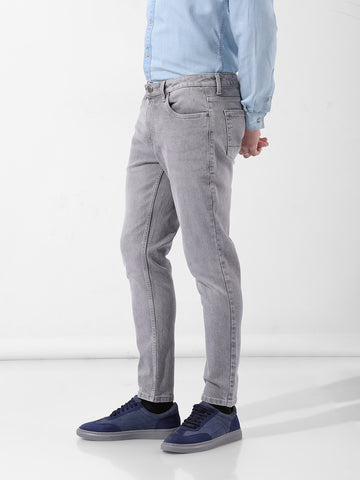 Men's Grey Slim Fit Casual Jeans