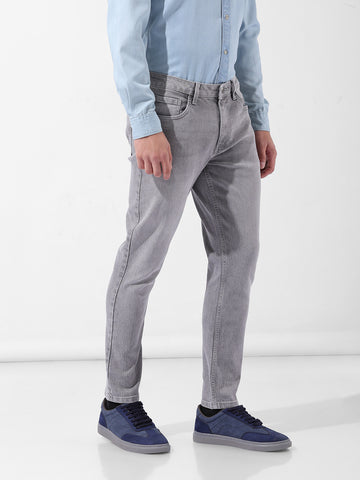 Men's Grey Slim Fit Casual Jeans